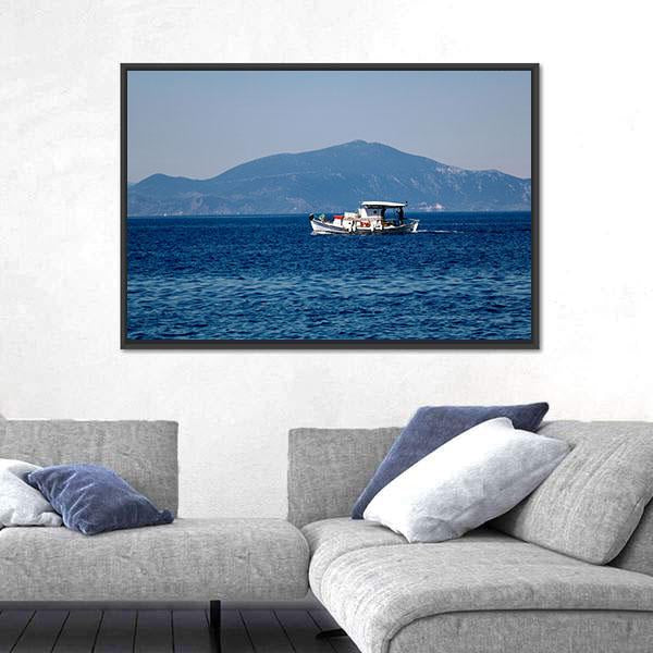 Old Wooden Boat Sailing Canvas Wall Art-3 Horizontal-Gallery Wrap-25" x 16"-Tiaracle