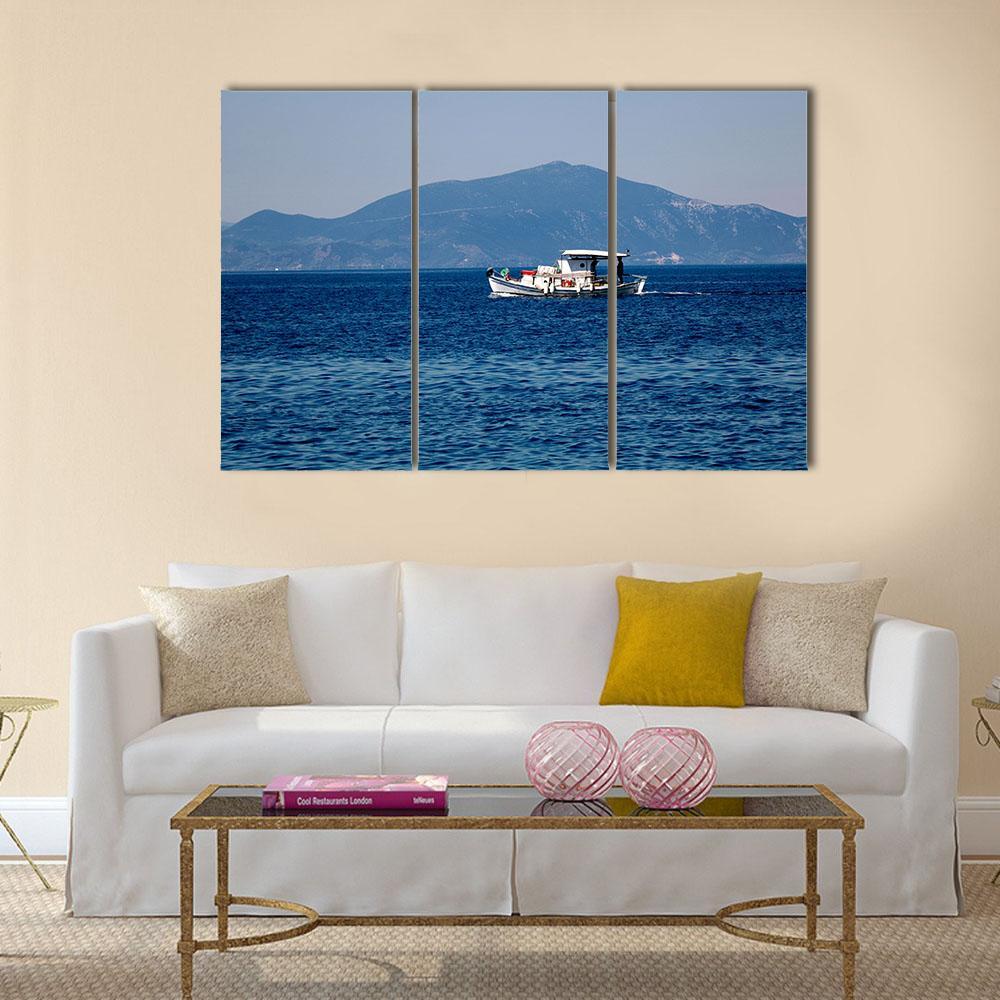 Old Wooden Boat Sailing Canvas Wall Art-3 Horizontal-Gallery Wrap-37" x 24"-Tiaracle