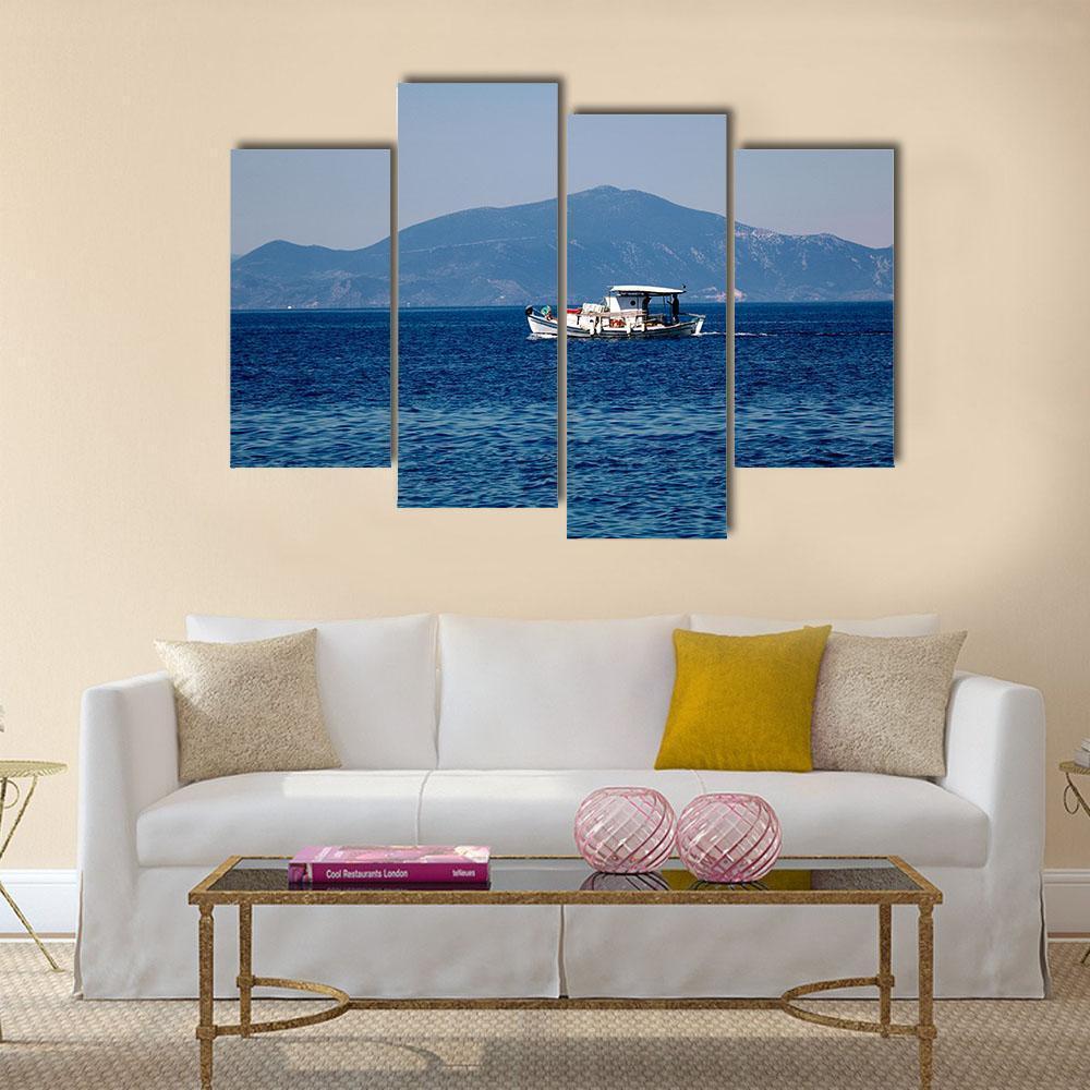 Old Wooden Boat Sailing Canvas Wall Art-4 Pop-Gallery Wrap-50" x 32"-Tiaracle