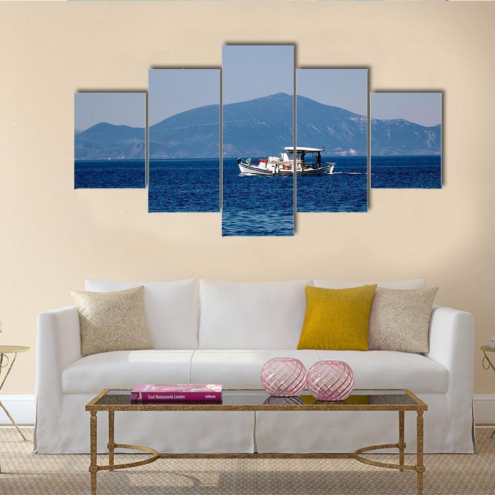 Old Wooden Boat Sailing Canvas Wall Art-5 Star-Gallery Wrap-62" x 32"-Tiaracle