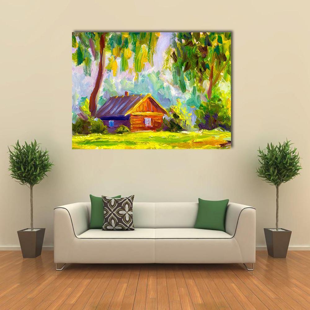 Old Wooden House Canvas Wall Art-1 Piece-Gallery Wrap-48" x 32"-Tiaracle