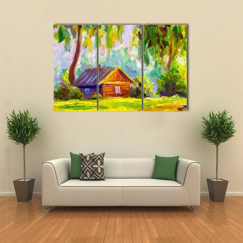 Old Wooden House Canvas Wall Art-3 Horizontal-Gallery Wrap-37" x 24"-Tiaracle