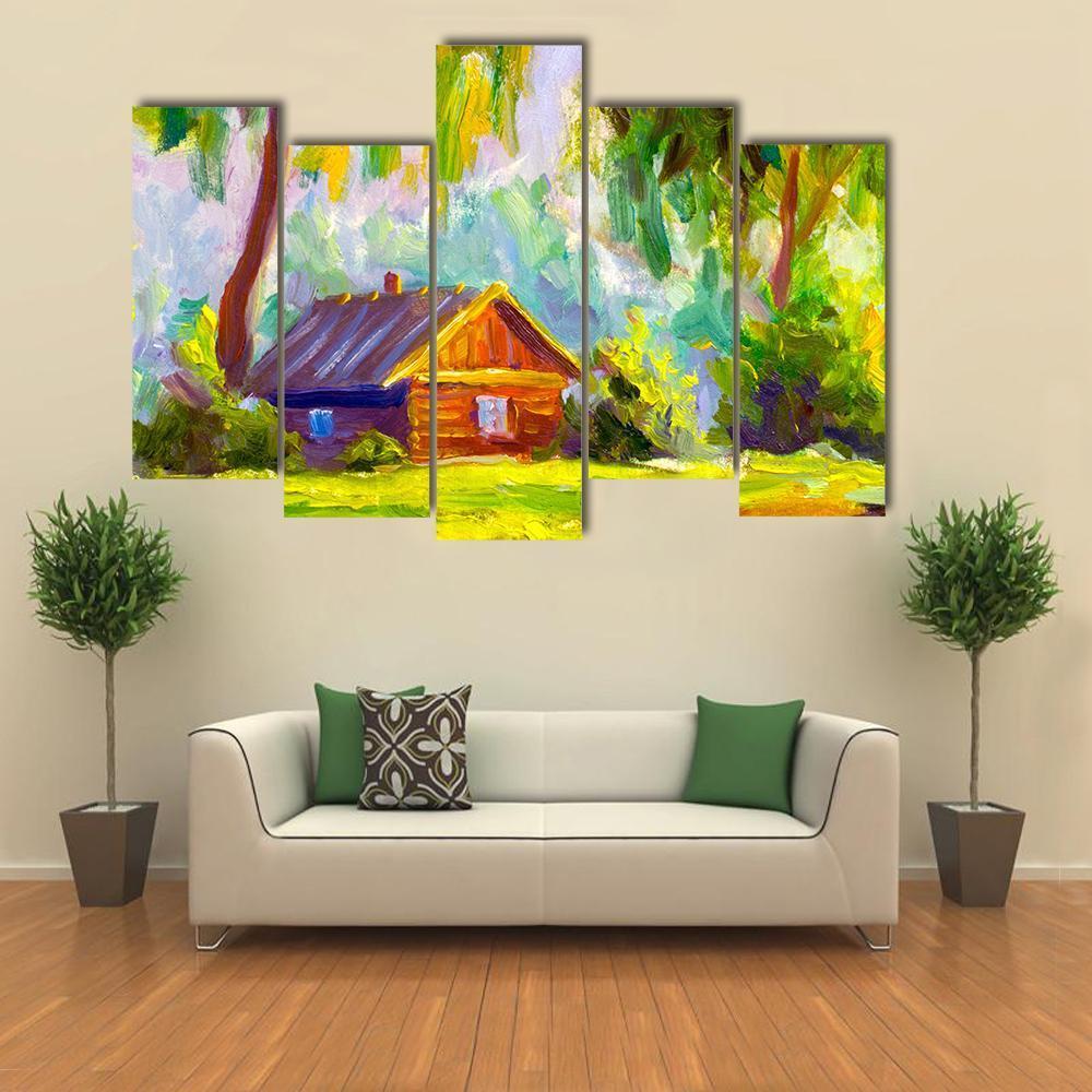 Old Wooden House Canvas Wall Art-5 Pop-Gallery Wrap-47" x 32"-Tiaracle