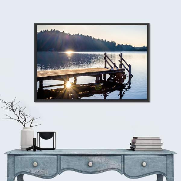 Old Wooden Jetty Canvas Wall Art-1 Piece-Floating Frame-24" x 16"-Tiaracle