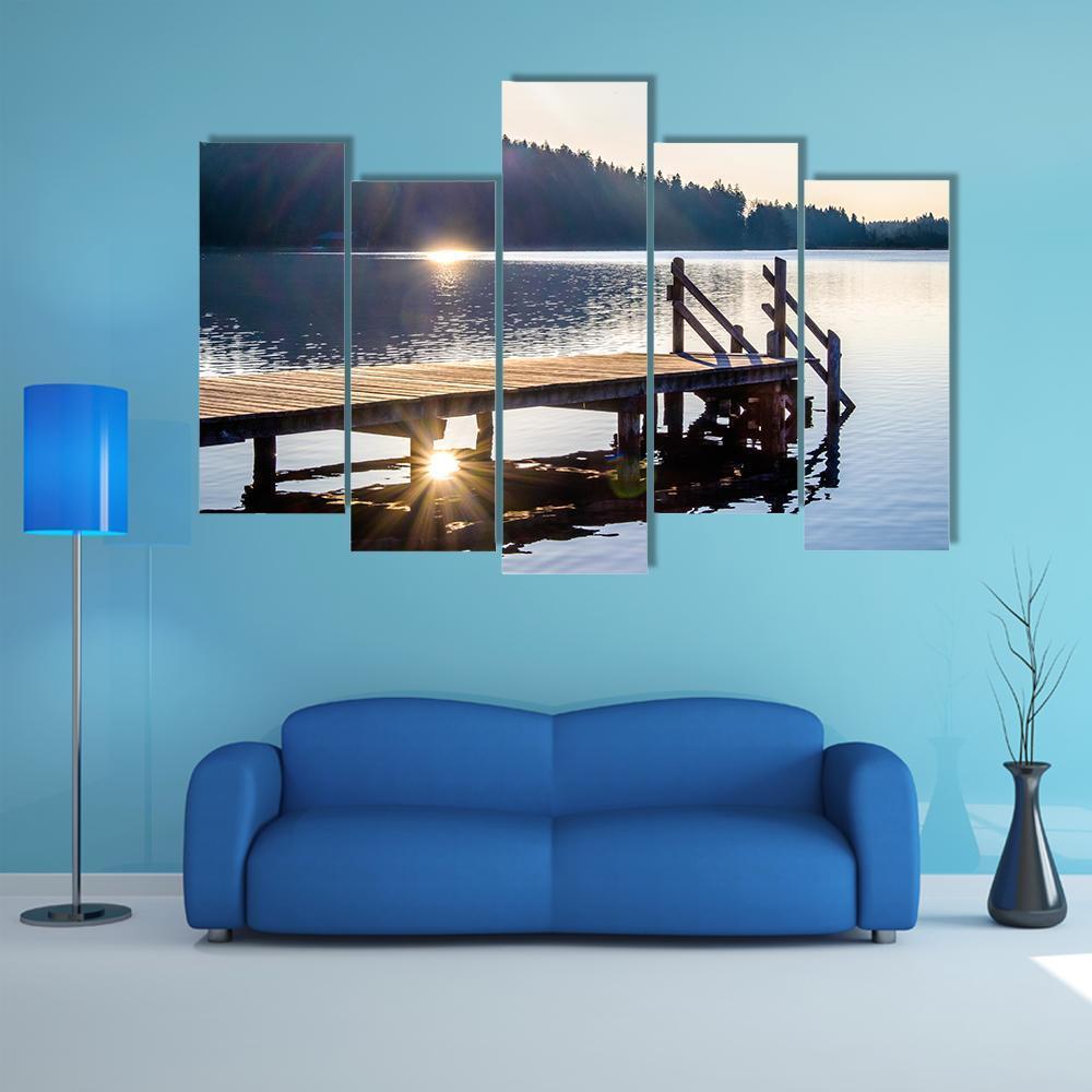 Old Wooden Jetty Canvas Wall Art-5 Pop-Gallery Wrap-47" x 32"-Tiaracle