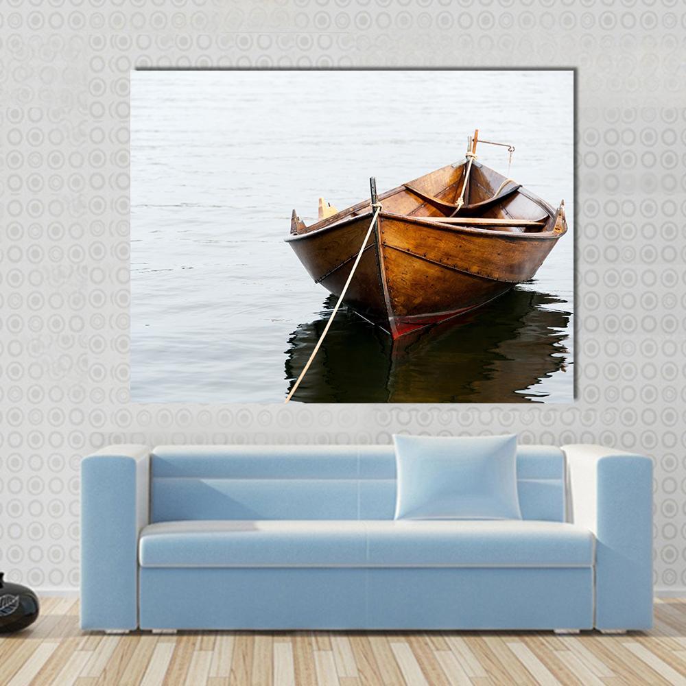 Old Wooden Row Boat Canvas Wall Art-4 Horizontal-Gallery Wrap-34" x 24"-Tiaracle