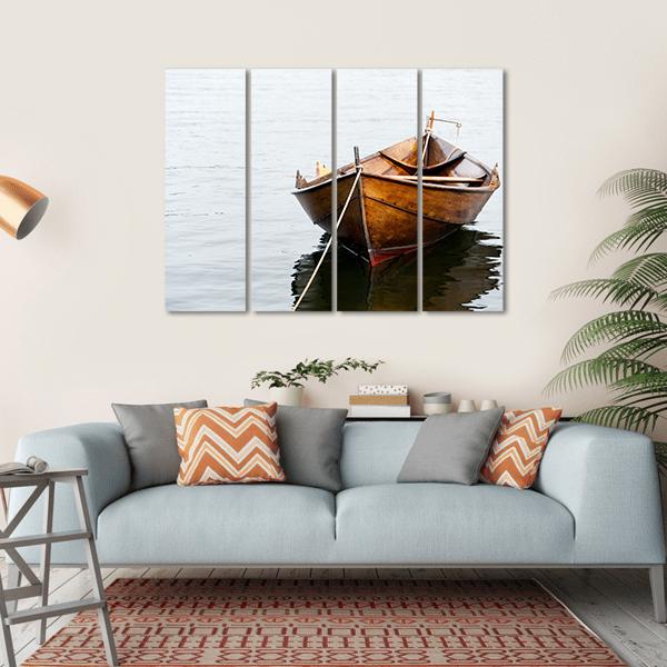 Old Wooden Row Boat Canvas Wall Art-4 Horizontal-Gallery Wrap-34" x 24"-Tiaracle
