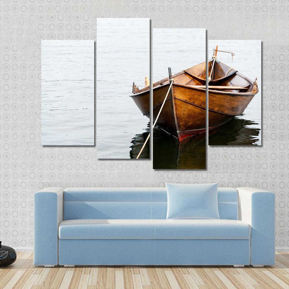 Old Wooden Row Boat Canvas Wall Art-1 Piece-Gallery Wrap-48" x 32"-Tiaracle