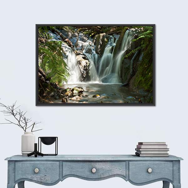 Olinda Falls Near Melbourne Canvas Wall Art-1 Piece-Floating Frame-24" x 16"-Tiaracle