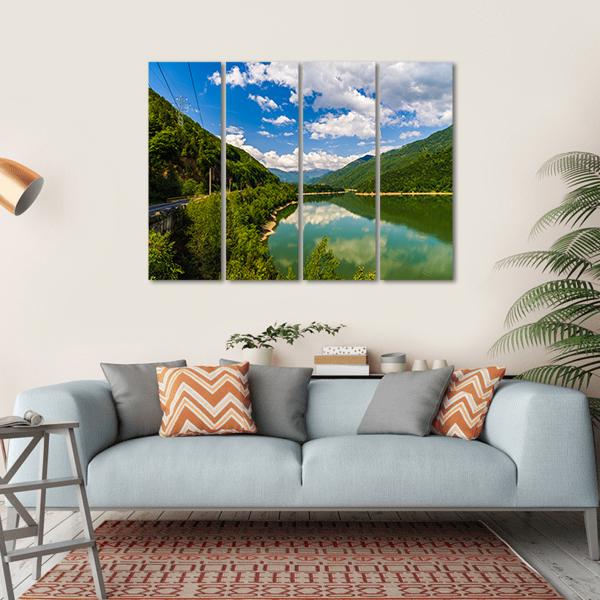 Olt River In Romania Canvas Wall Art-4 Horizontal-Gallery Wrap-34" x 24"-Tiaracle