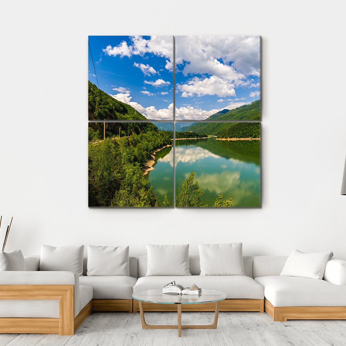 Olt River In Romania Canvas Wall Art-4 Square-Gallery Wrap-17" x 17"-Tiaracle
