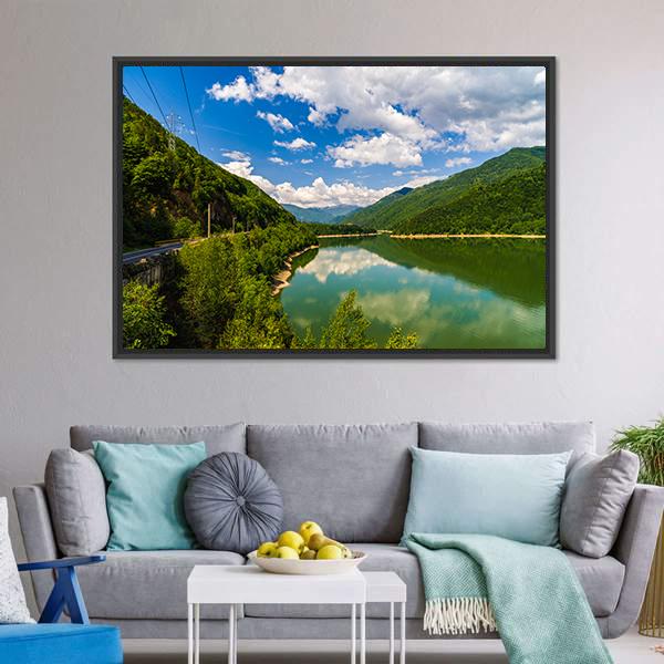 Olt River In Romania Canvas Wall Art-3 Horizontal-Gallery Wrap-25" x 16"-Tiaracle
