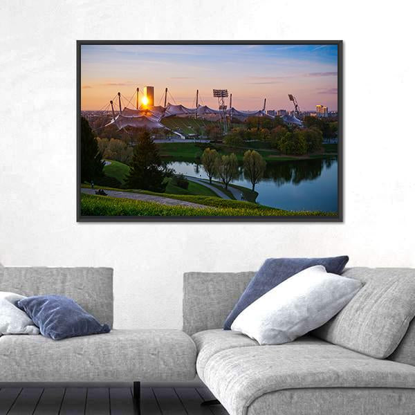 Olympic Stadium In Munich Canvas Wall Art-3 Horizontal-Gallery Wrap-25" x 16"-Tiaracle