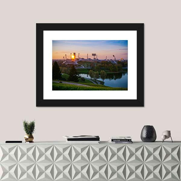 Olympic Stadium In Munich Canvas Wall Art-1 Piece-Framed Print-20" x 16"-Tiaracle