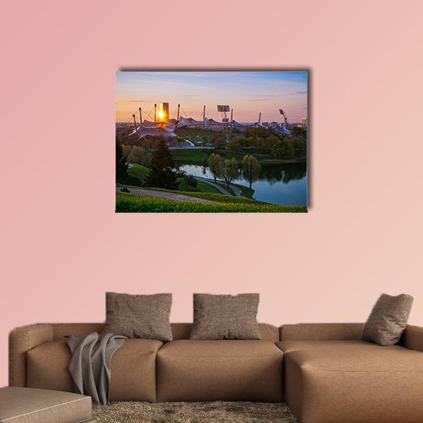 Olympic Stadium In Munich Canvas Wall Art-1 Piece-Gallery Wrap-48" x 32"-Tiaracle
