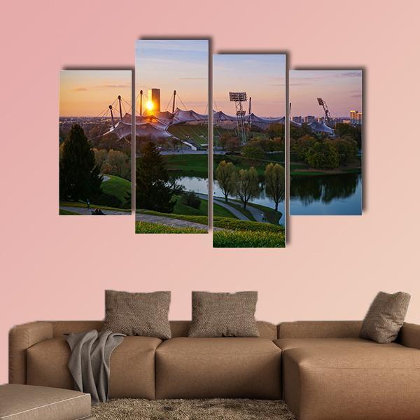 Olympic Stadium In Munich Canvas Wall Art-4 Pop-Gallery Wrap-50" x 32"-Tiaracle