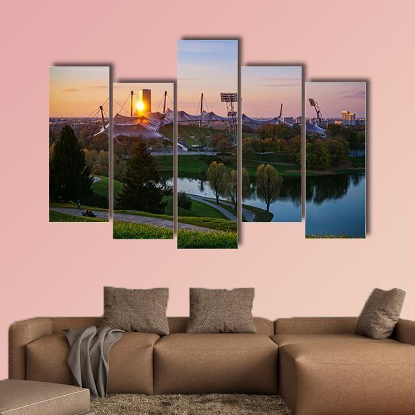 Olympic Stadium In Munich Canvas Wall Art-5 Pop-Gallery Wrap-47" x 32"-Tiaracle