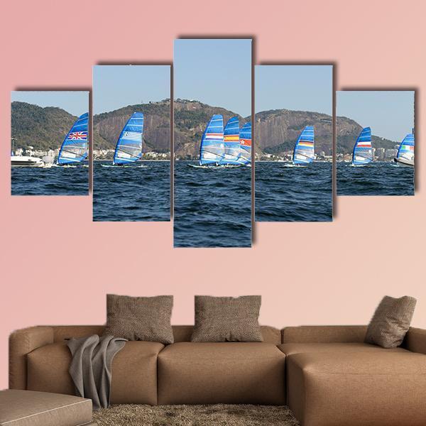 Olympics Games In Brazil Canvas Wall Art-5 Star-Gallery Wrap-62&quot; x 32&quot;-Tiaracle