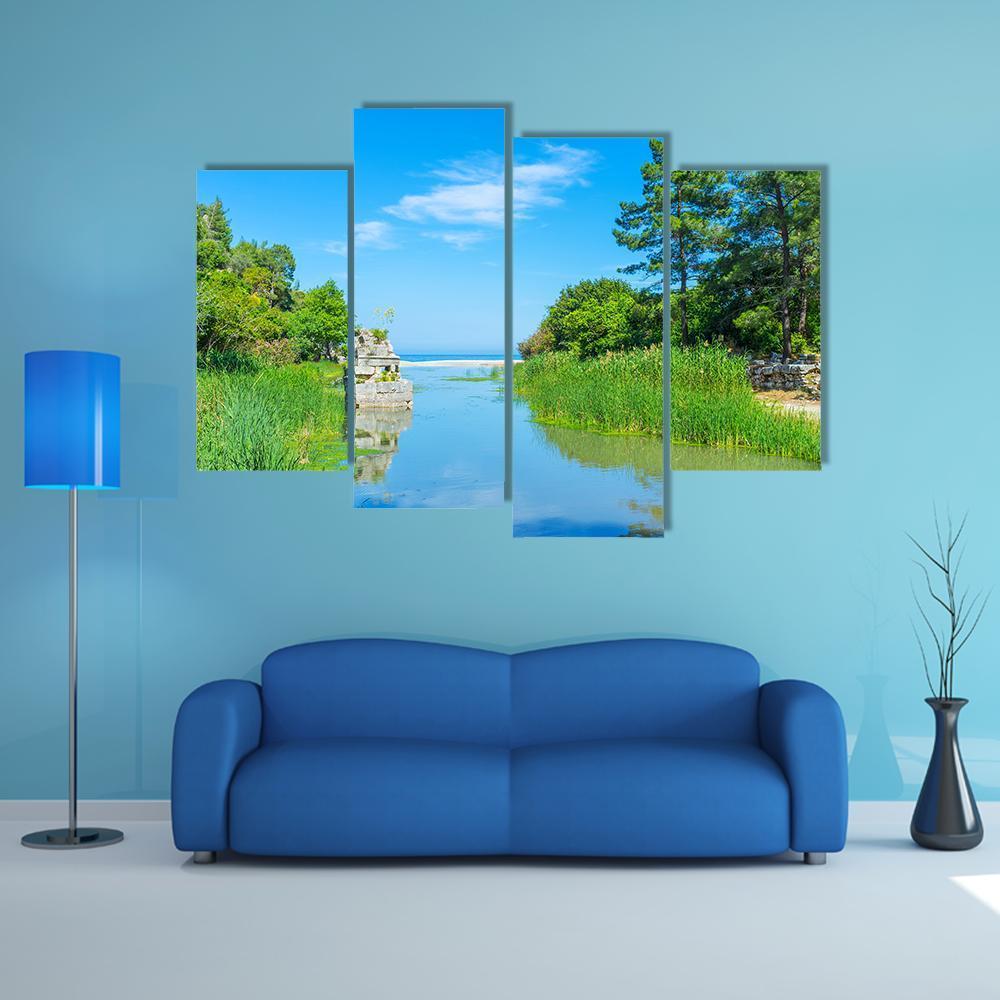 Olympos Stream Turkey Canvas Wall Art-4 Pop-Gallery Wrap-50" x 32"-Tiaracle