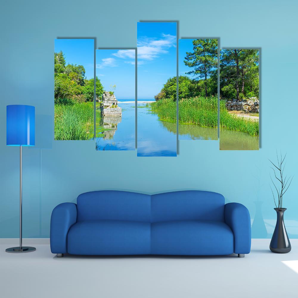 Olympos Stream Turkey Canvas Wall Art-5 Pop-Gallery Wrap-47" x 32"-Tiaracle