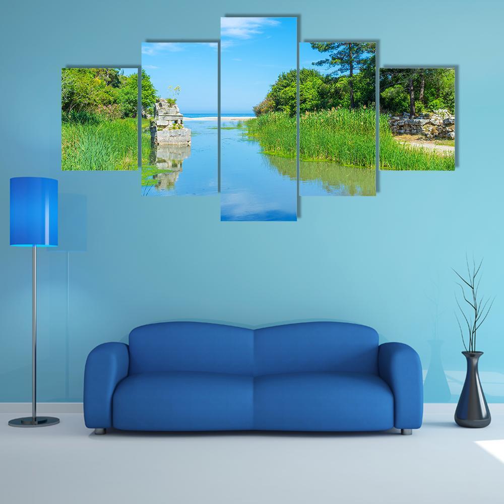 Olympos Stream Turkey Canvas Wall Art-5 Star-Gallery Wrap-62" x 32"-Tiaracle