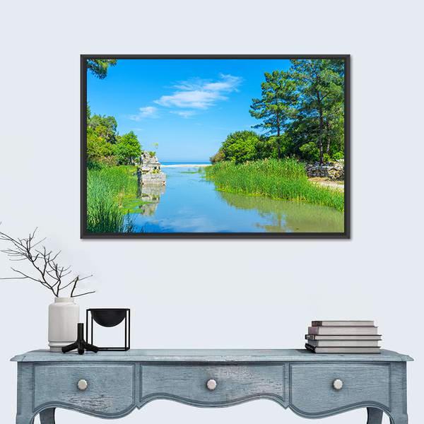 Olympos Stream Turkey Canvas Wall Art-1 Piece-Floating Frame-24" x 16"-Tiaracle