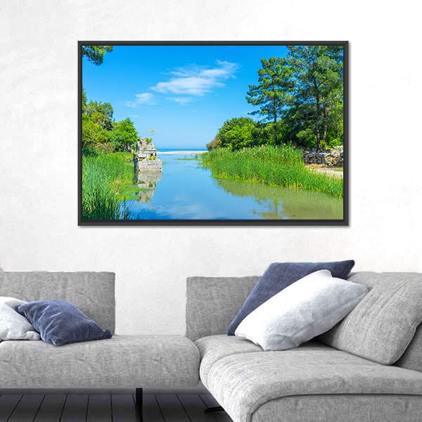 Olympos Stream Turkey Canvas Wall Art-3 Horizontal-Gallery Wrap-25" x 16"-Tiaracle