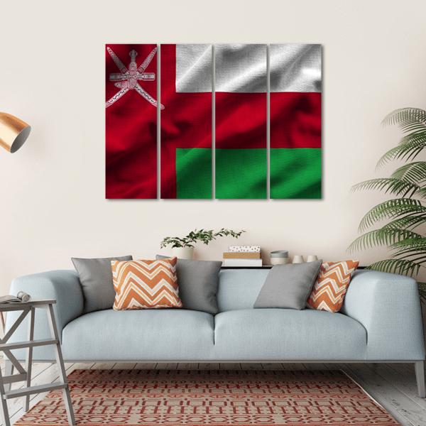 Waving Oman Flag Canvas Wall Art-4 Horizontal-Gallery Wrap-34" x 24"-Tiaracle