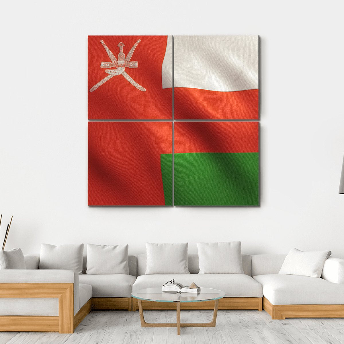 Oman Flag Canvas Wall Art-4 Square-Gallery Wrap-17" x 17"-Tiaracle
