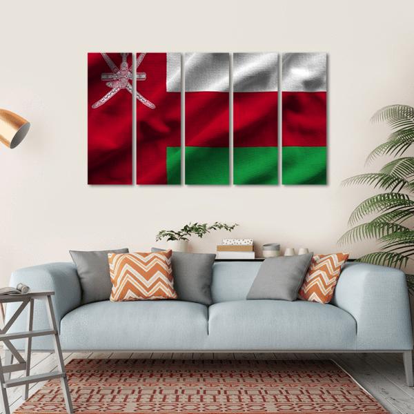 Waving Oman Flag Canvas Wall Art-5 Horizontal-Gallery Wrap-22" x 12"-Tiaracle