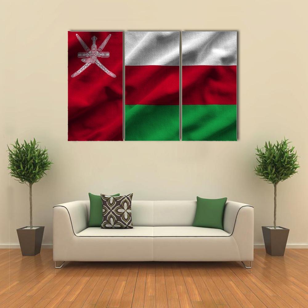 Waving Oman Flag Canvas Wall Art-3 Horizontal-Gallery Wrap-37" x 24"-Tiaracle