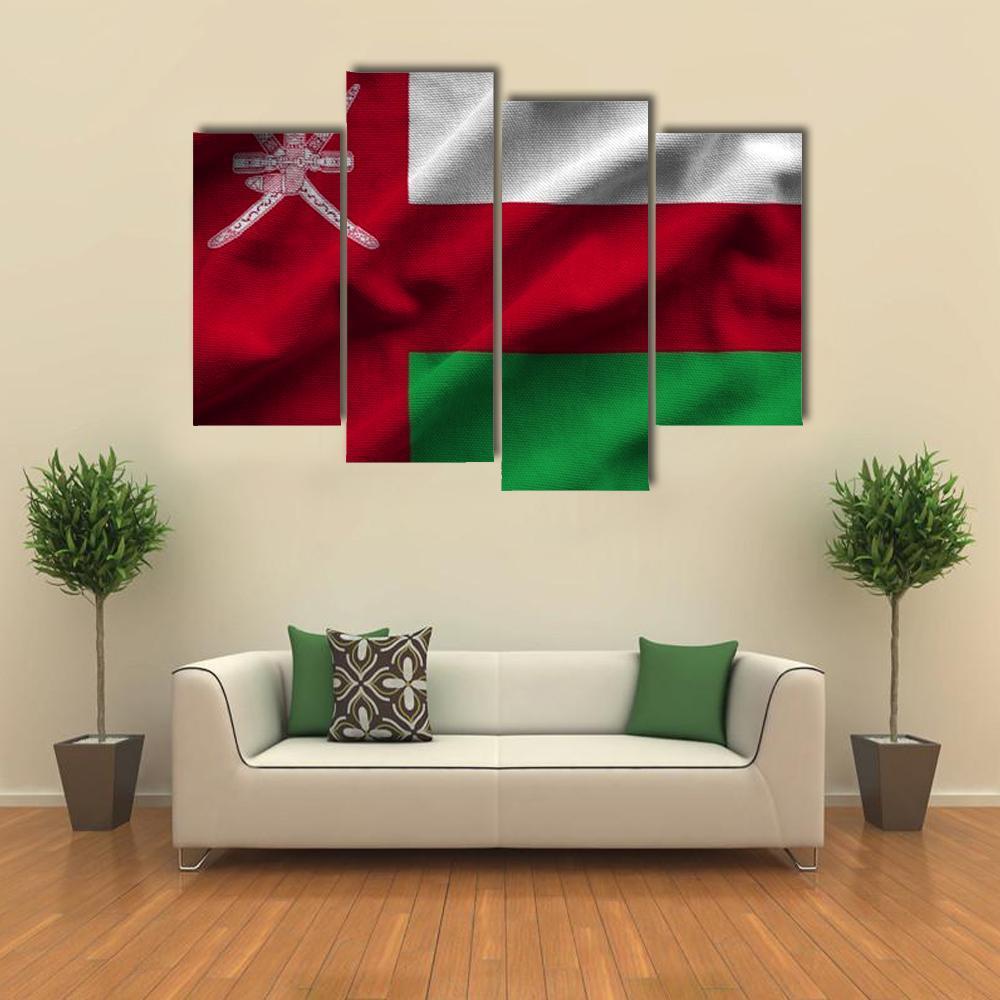 Waving Oman Flag Canvas Wall Art-3 Horizontal-Gallery Wrap-37" x 24"-Tiaracle