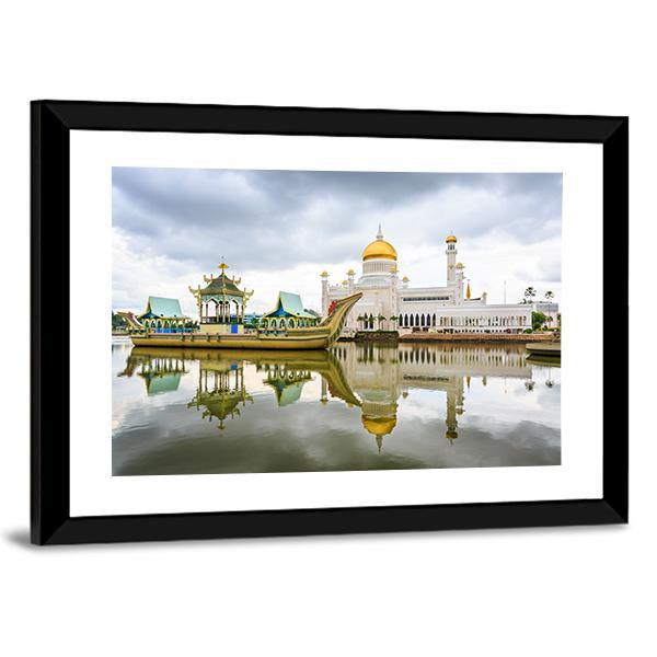 Omar Ali Saifuddien Mosque Canvas Wall Art-5 Horizontal-Gallery Wrap-22" x 12"-Tiaracle