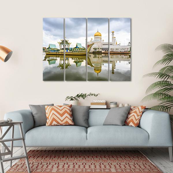 Omar Ali Saifuddien Mosque Canvas Wall Art-4 Horizontal-Gallery Wrap-34" x 24"-Tiaracle