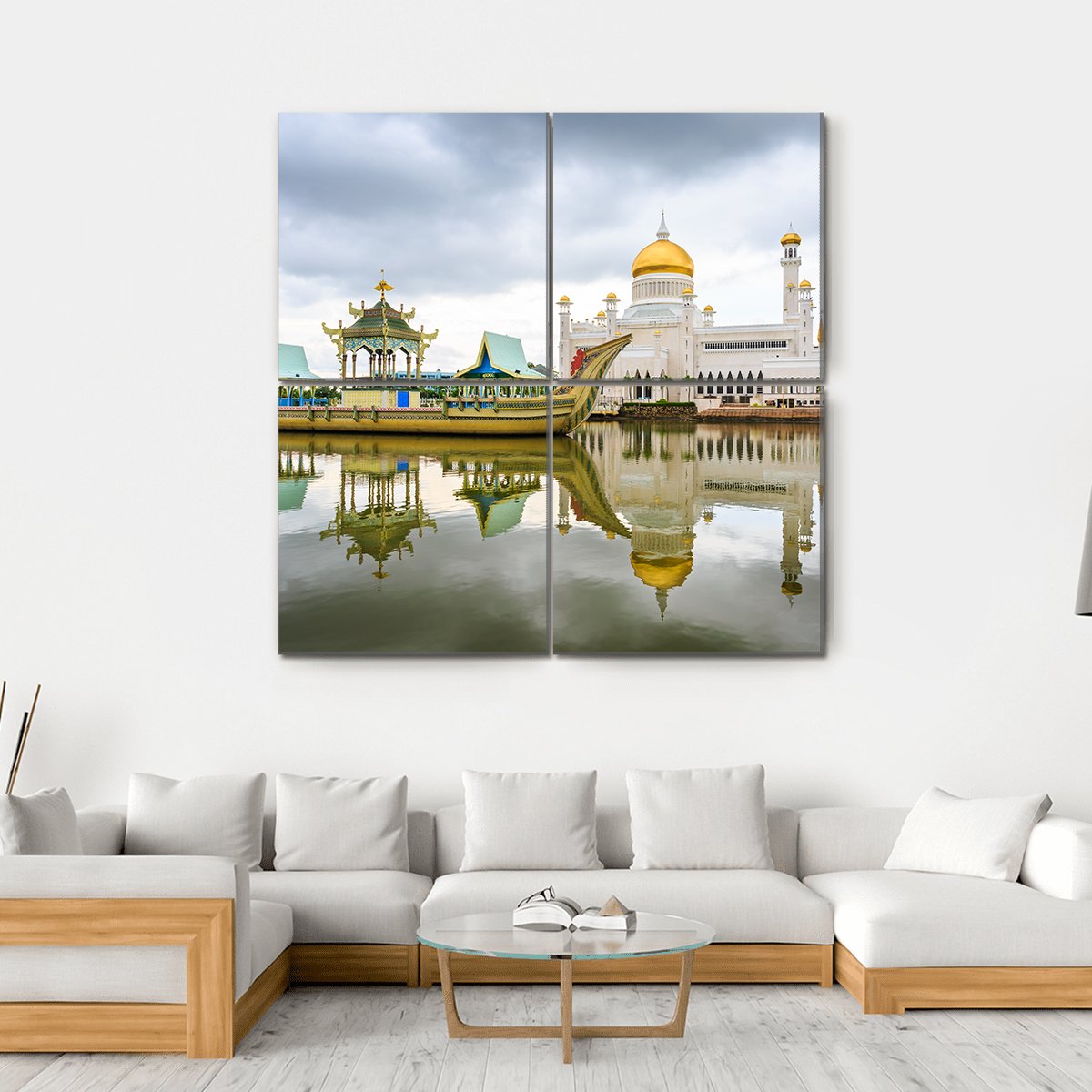 Omar Ali Saifuddien Mosque Canvas Wall Art-4 Square-Gallery Wrap-17" x 17"-Tiaracle