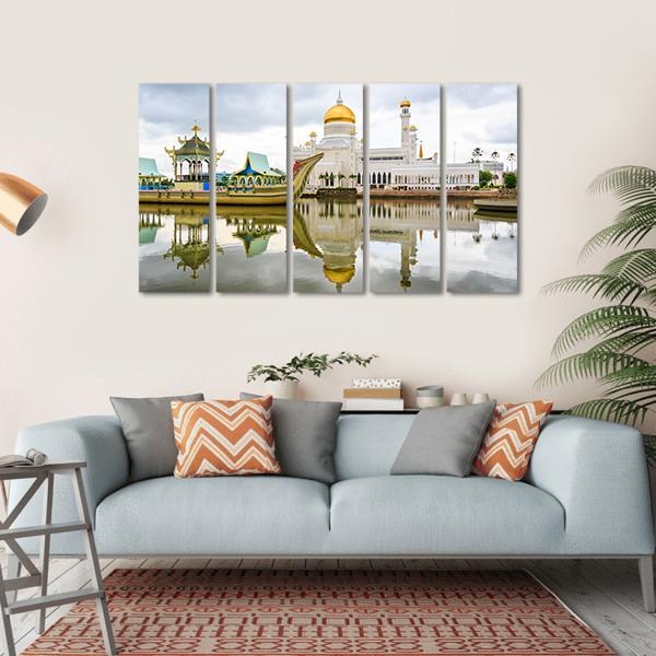Omar Ali Saifuddien Mosque Canvas Wall Art-5 Horizontal-Gallery Wrap-22" x 12"-Tiaracle