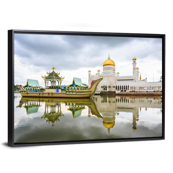 Omar Ali Saifuddien Mosque Canvas Wall Art-3 Horizontal-Gallery Wrap-25" x 16"-Tiaracle