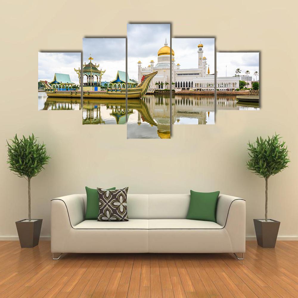Omar Ali Saifuddien Mosque Canvas Wall Art-3 Horizontal-Gallery Wrap-25" x 16"-Tiaracle