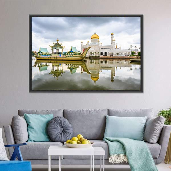 Omar Ali Saifuddien Mosque Panoramic Canvas Wall Art-1 Piece-36" x 12"-Tiaracle