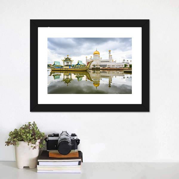 Omar Ali Saifuddien Mosque Panoramic Canvas Wall Art-1 Piece-36" x 12"-Tiaracle