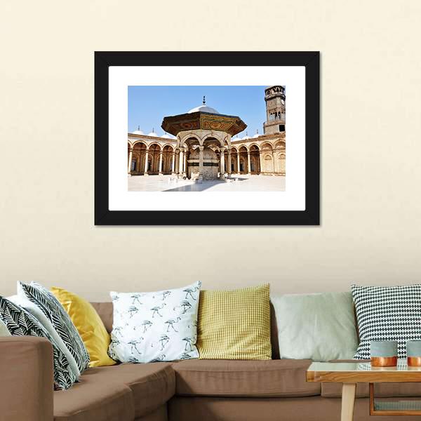 Omayyad Mosque Canvas Wall Art-1 Piece-Framed Print-20" x 16"-Tiaracle