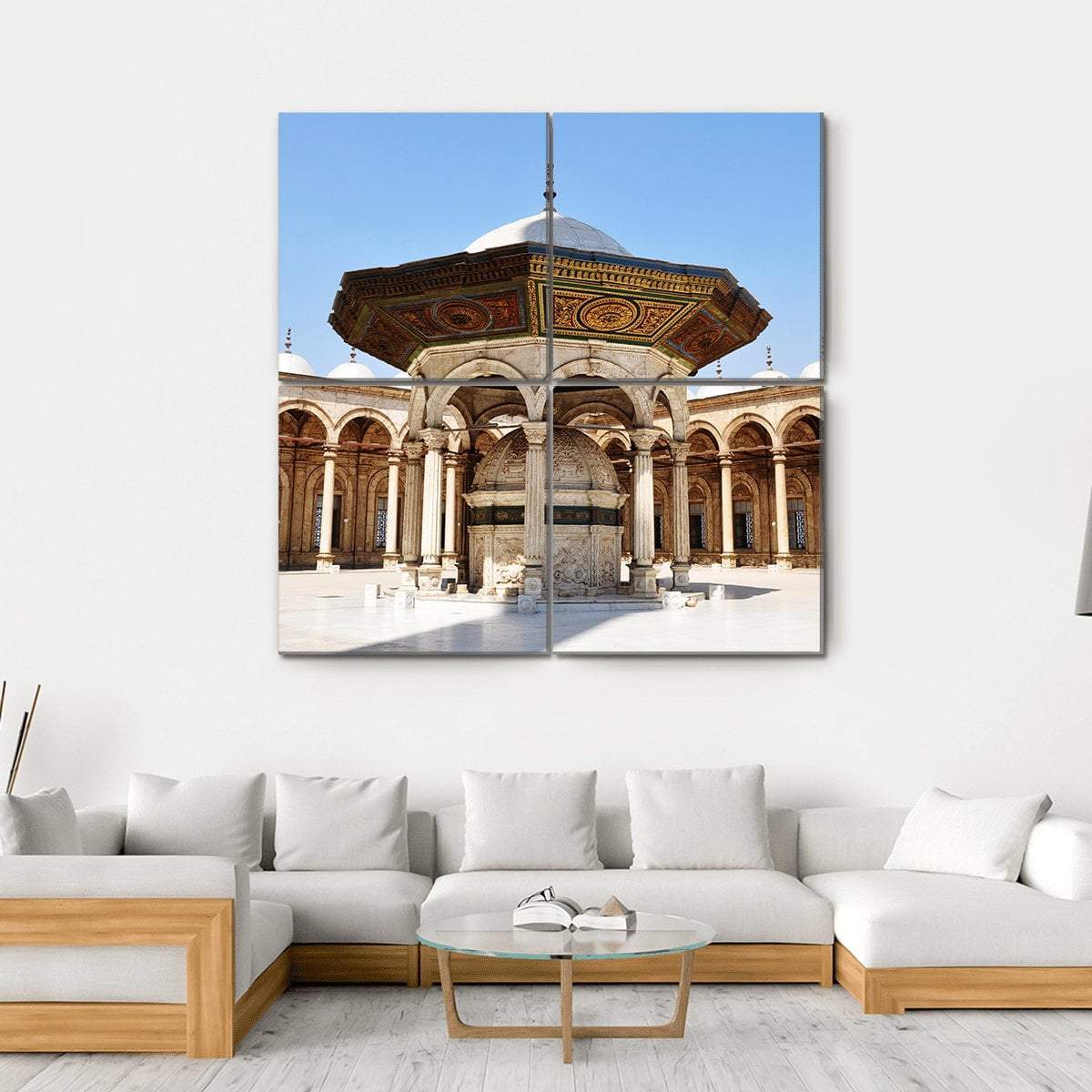 Omayyad Mosque Canvas Wall Art-4 Square-Gallery Wrap-17" x 17"-Tiaracle