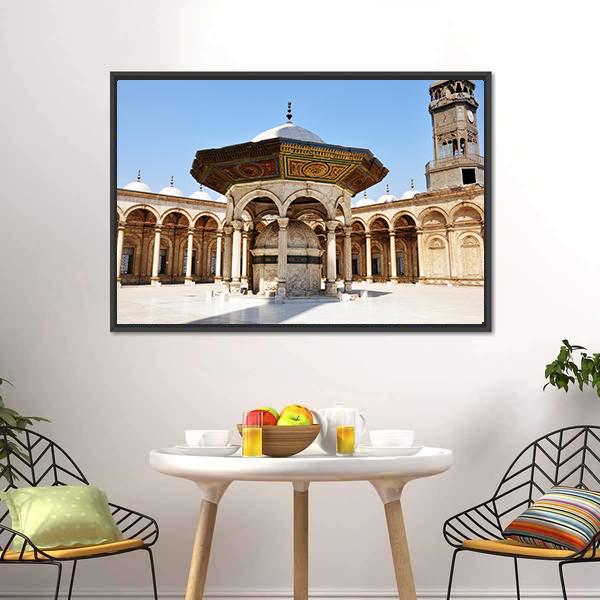 Omayyad Mosque Canvas Wall Art-1 Piece-Floating Frame-24" x 16"-Tiaracle