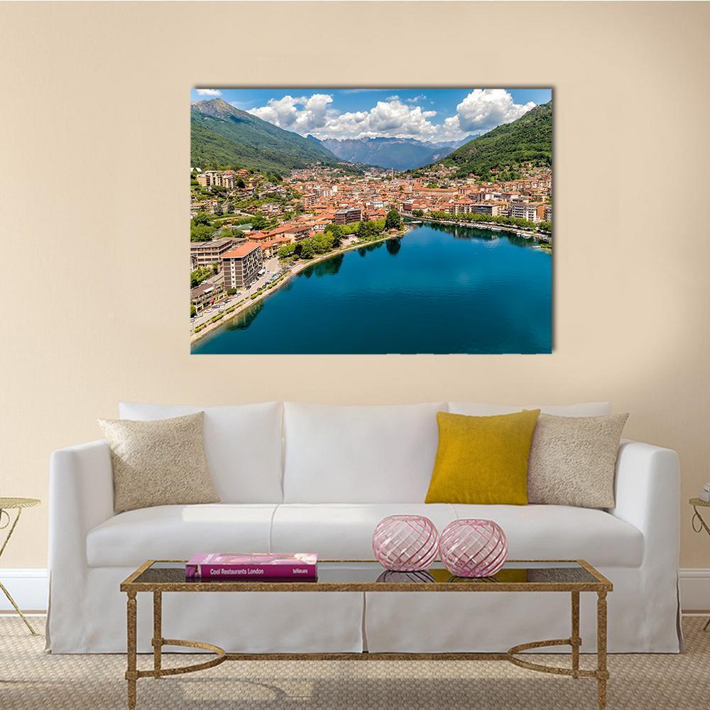 Aerial View Of Omegna Canvas Wall Art-1 Piece-Gallery Wrap-48" x 32"-Tiaracle
