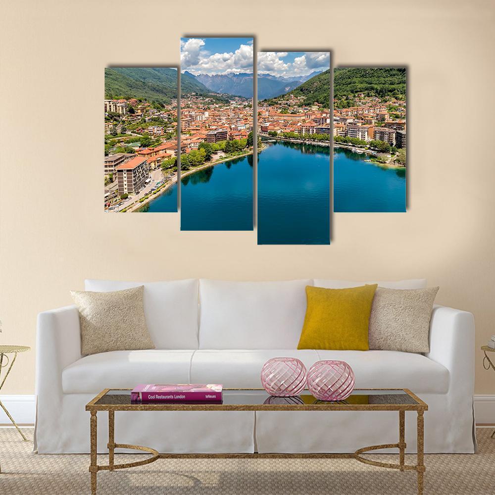 Aerial View Of Omegna Canvas Wall Art-4 Pop-Gallery Wrap-50" x 32"-Tiaracle