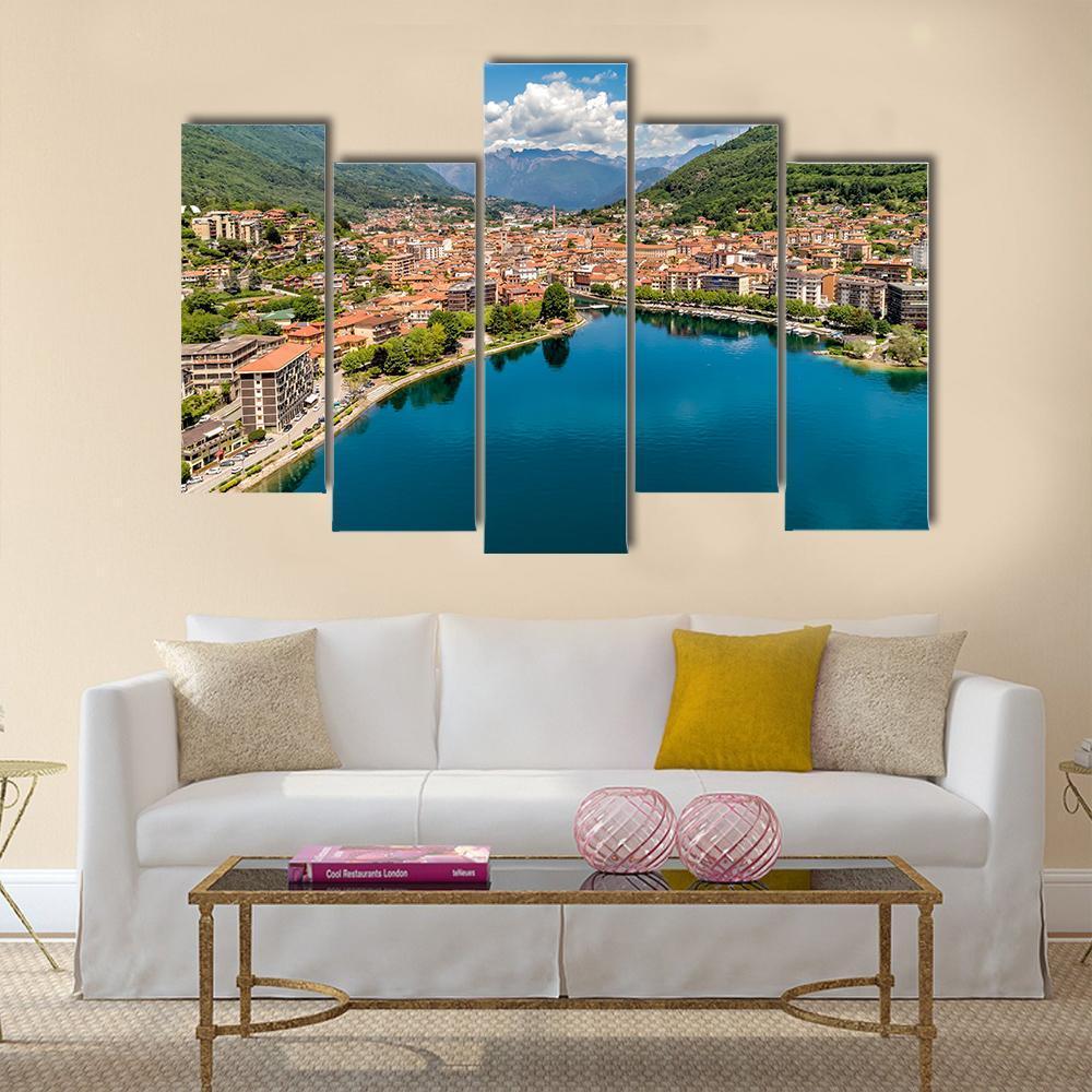 Aerial View Of Omegna Canvas Wall Art-5 Pop-Gallery Wrap-47" x 32"-Tiaracle