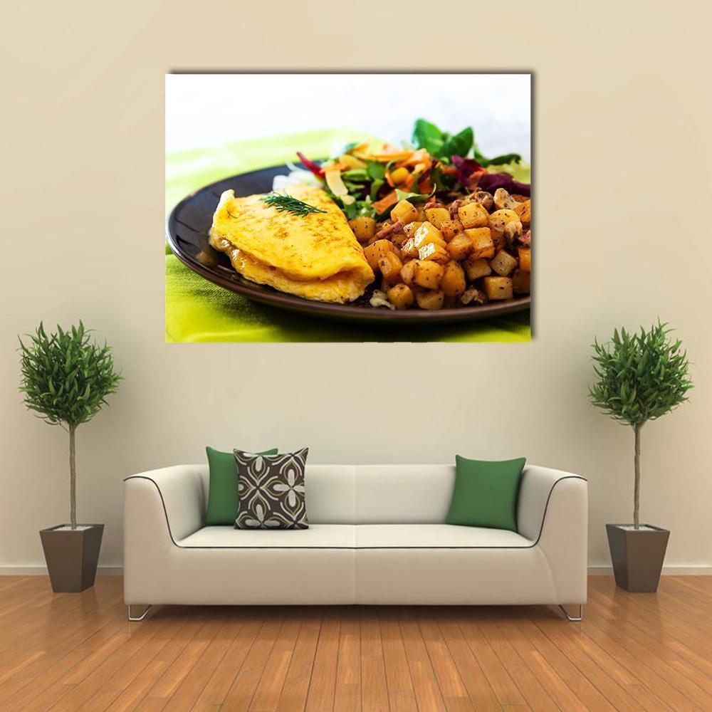 Omelette With Potatoes Canvas Wall Art-1 Piece-Gallery Wrap-36" x 24"-Tiaracle
