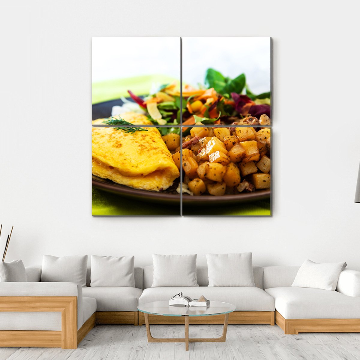 Omelette With Potatoes Canvas Wall Art-4 Square-Gallery Wrap-17" x 17"-Tiaracle