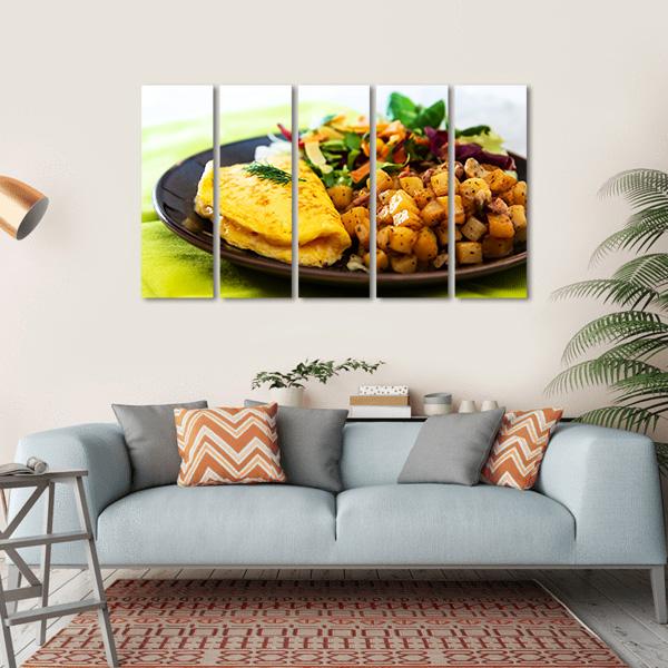 Omelette With Potatoes Canvas Wall Art-5 Horizontal-Gallery Wrap-22" x 12"-Tiaracle