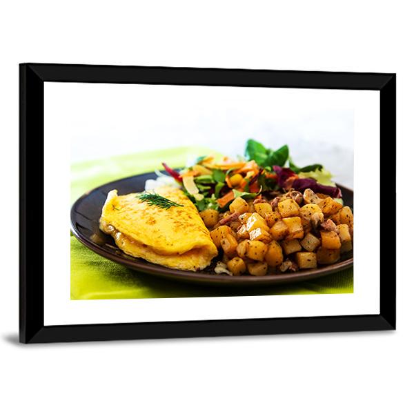 Omelette With Potatoes Canvas Wall Art-3 Horizontal-Gallery Wrap-25" x 16"-Tiaracle
